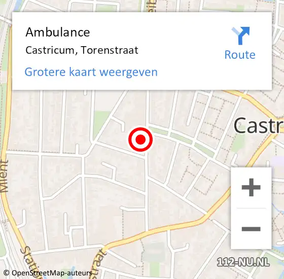 Locatie op kaart van de 112 melding: Ambulance Castricum, Torenstraat op 13 juni 2023 16:48