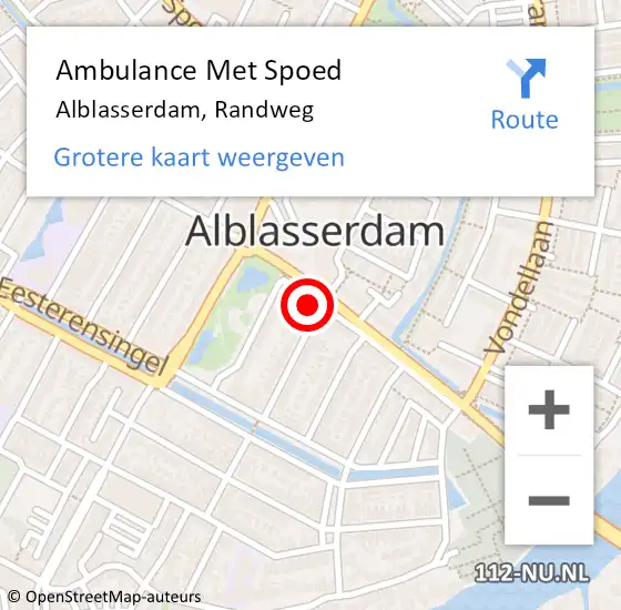 Locatie op kaart van de 112 melding: Ambulance Met Spoed Naar Alblasserdam, Randweg op 13 juni 2023 18:14