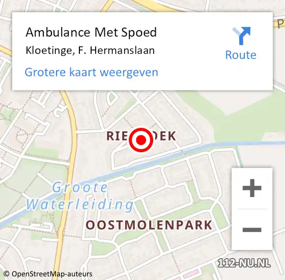 Locatie op kaart van de 112 melding: Ambulance Met Spoed Naar Kloetinge, F. Hermanslaan op 28 augustus 2014 20:30