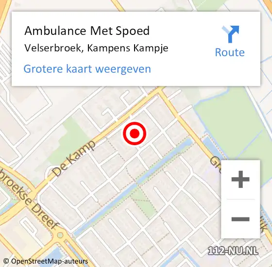 Locatie op kaart van de 112 melding: Ambulance Met Spoed Naar Velserbroek, Kampens Kampje op 13 juni 2023 19:11