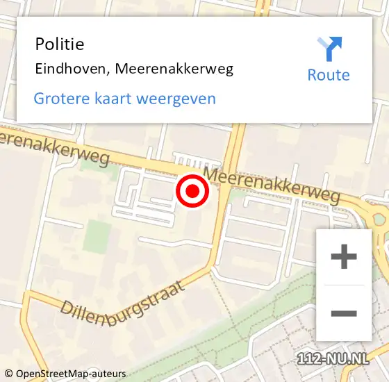 Locatie op kaart van de 112 melding: Politie Eindhoven, Meerenakkerweg op 13 juni 2023 20:42