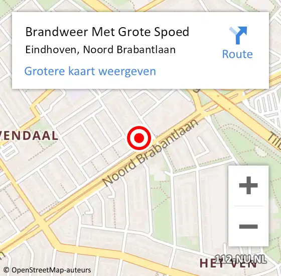 Locatie op kaart van de 112 melding: Brandweer Met Grote Spoed Naar Eindhoven, Noord Brabantlaan op 13 juni 2023 21:55
