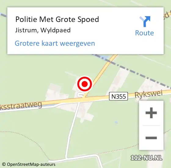 Locatie op kaart van de 112 melding: Politie Met Grote Spoed Naar Jistrum, Wyldpaed op 13 juni 2023 22:08