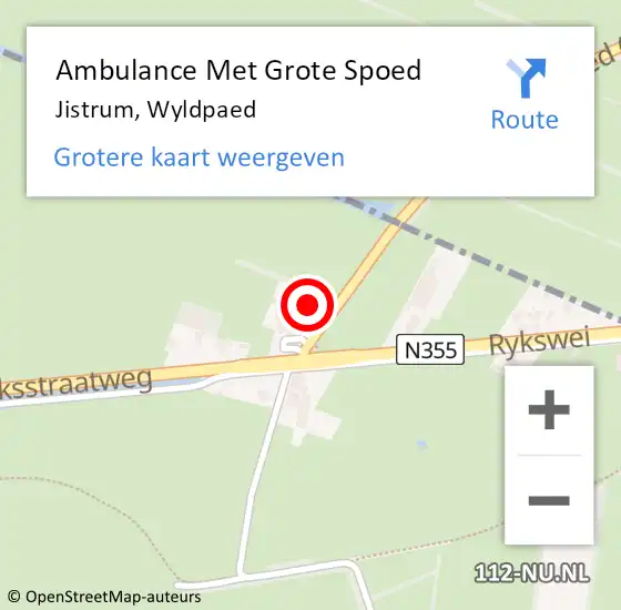 Locatie op kaart van de 112 melding: Ambulance Met Grote Spoed Naar Jistrum, Wyldpaed op 13 juni 2023 22:16