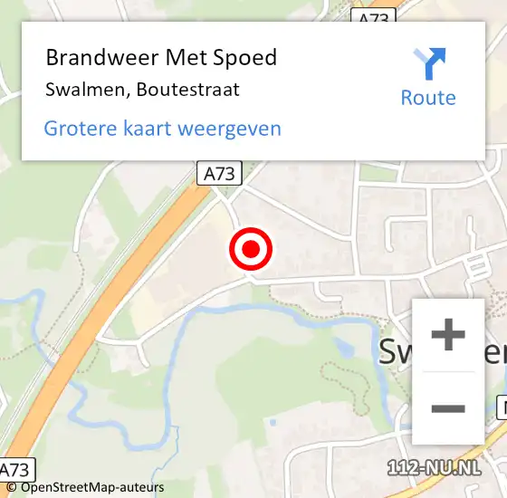 Locatie op kaart van de 112 melding: Brandweer Met Spoed Naar Swalmen, Boutestraat op 14 juni 2023 03:53