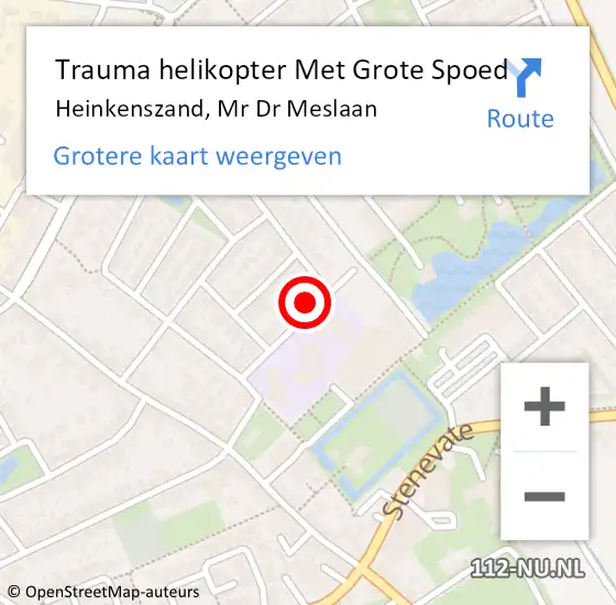 Locatie op kaart van de 112 melding: Trauma helikopter Met Grote Spoed Naar Heinkenszand, Mr Dr Meslaan op 14 juni 2023 10:13