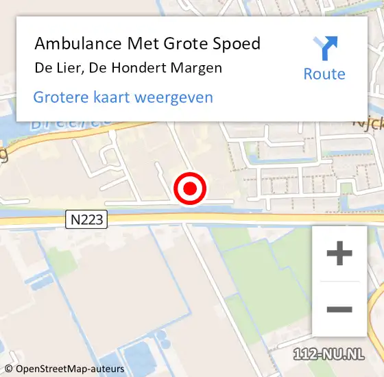 Locatie op kaart van de 112 melding: Ambulance Met Grote Spoed Naar De Lier, De Hondert Margen op 14 juni 2023 10:35