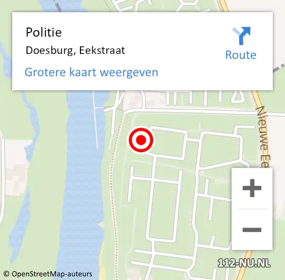 Locatie op kaart van de 112 melding: Politie Doesburg, Eekstraat op 14 juni 2023 10:37