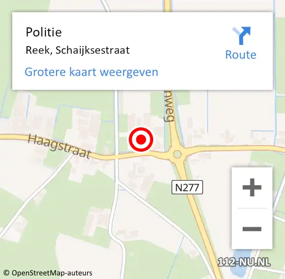 Locatie op kaart van de 112 melding: Politie Reek, Schaijksestraat op 14 juni 2023 10:50