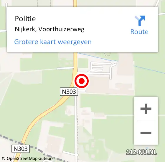 Locatie op kaart van de 112 melding: Politie Nijkerk, Voorthuizerweg op 14 juni 2023 11:20