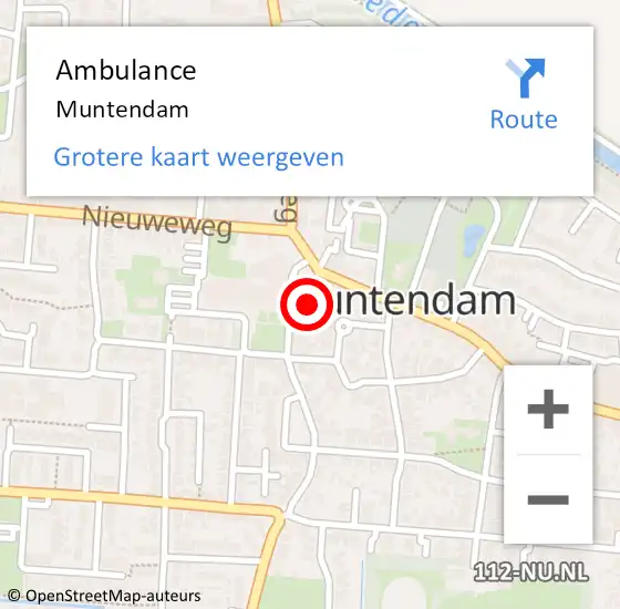 Locatie op kaart van de 112 melding: Ambulance Muntendam op 14 juni 2023 11:26