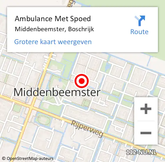 Locatie op kaart van de 112 melding: Ambulance Met Spoed Naar Middenbeemster, Boschrijk op 14 juni 2023 12:22