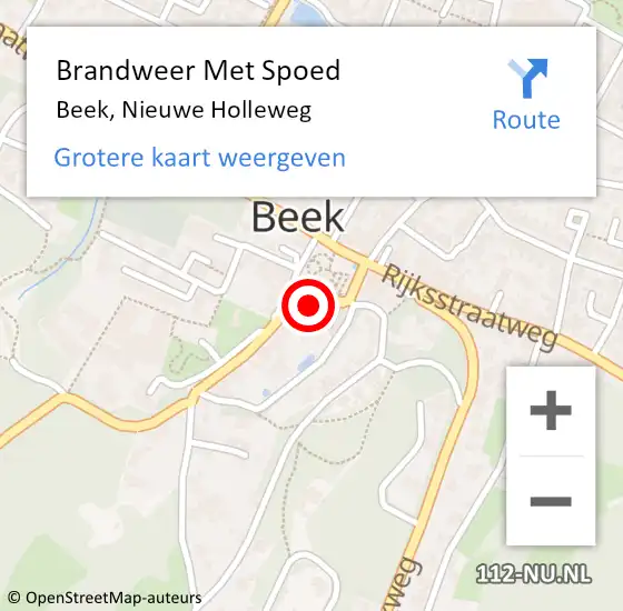 Locatie op kaart van de 112 melding: Brandweer Met Spoed Naar Beek, Nieuwe Holleweg op 14 juni 2023 13:03