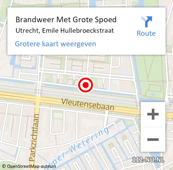 Locatie op kaart van de 112 melding: Brandweer Met Grote Spoed Naar Utrecht, Emile Hullebroeckstraat op 14 juni 2023 13:36