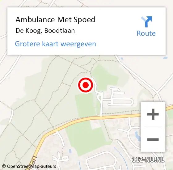 Locatie op kaart van de 112 melding: Ambulance Met Spoed Naar De Koog, Boodtlaan op 14 juni 2023 14:09