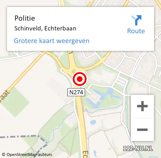 Locatie op kaart van de 112 melding: Politie Schinveld, Echterbaan op 14 juni 2023 14:42