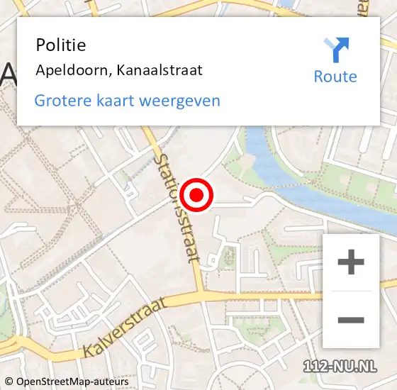 Locatie op kaart van de 112 melding: Politie Apeldoorn, Kanaalstraat op 14 juni 2023 14:56