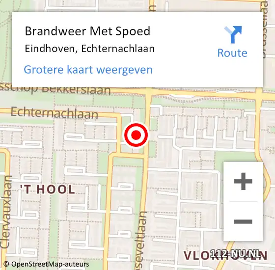 Locatie op kaart van de 112 melding: Brandweer Met Spoed Naar Eindhoven, Echternachlaan op 14 juni 2023 15:53