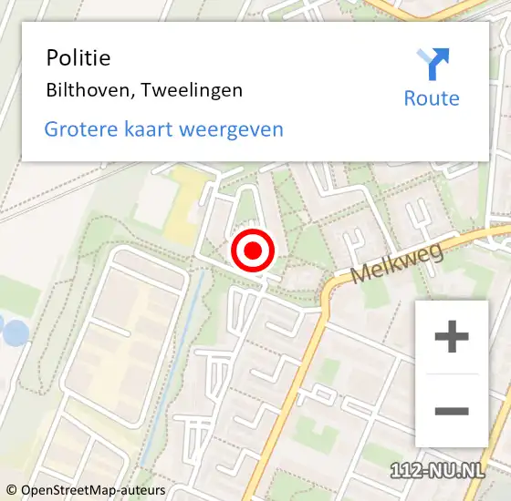 Locatie op kaart van de 112 melding: Politie Bilthoven, Tweelingen op 14 juni 2023 15:53