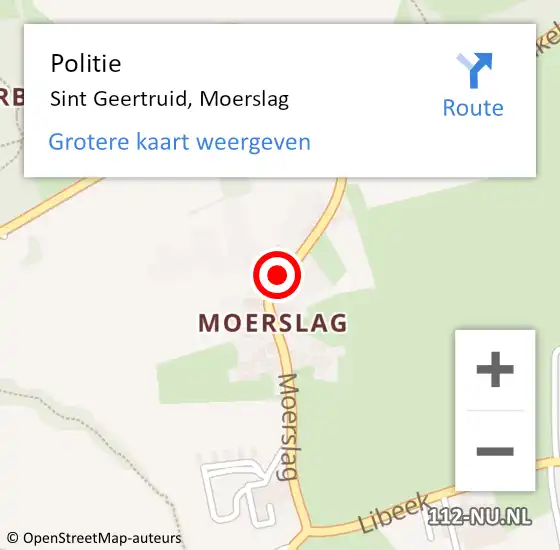 Locatie op kaart van de 112 melding: Politie Sint Geertruid, Moerslag op 14 juni 2023 16:15