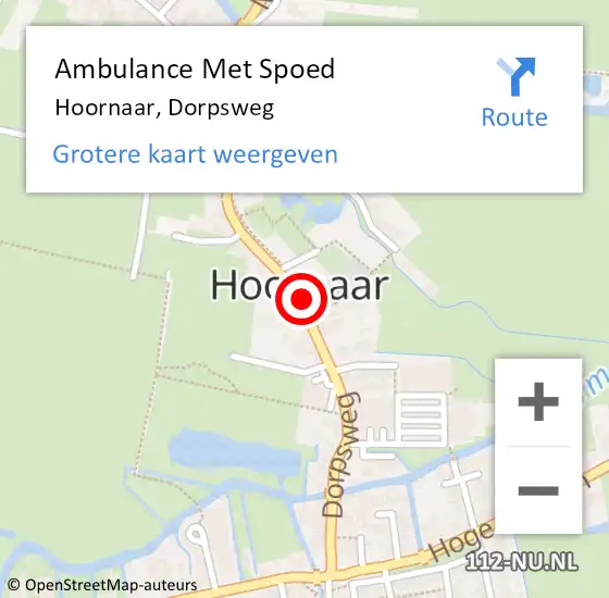 Locatie op kaart van de 112 melding: Ambulance Met Spoed Naar Hoornaar, Dorpsweg op 14 juni 2023 17:10