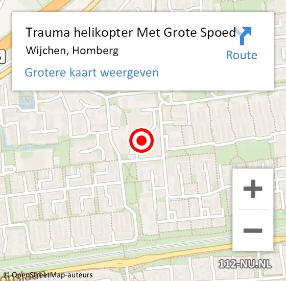 Locatie op kaart van de 112 melding: Trauma helikopter Met Grote Spoed Naar Wijchen, Homberg op 14 juni 2023 17:47