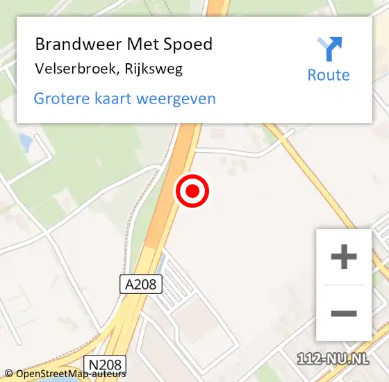 Locatie op kaart van de 112 melding: Brandweer Met Spoed Naar Velserbroek, Rijksweg op 14 juni 2023 18:33