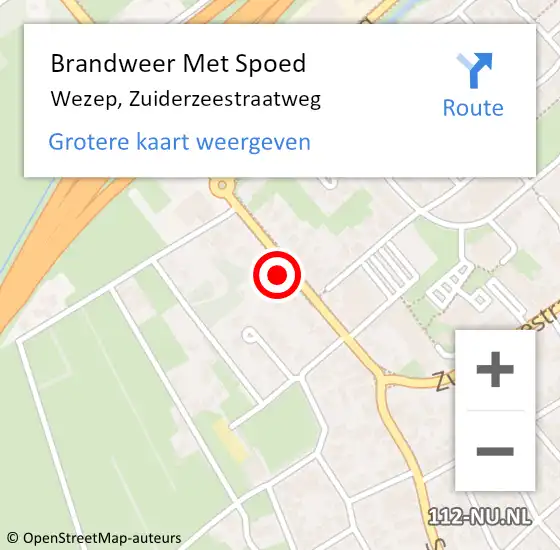 Locatie op kaart van de 112 melding: Brandweer Met Spoed Naar Wezep, Zuiderzeestraatweg op 14 juni 2023 19:00