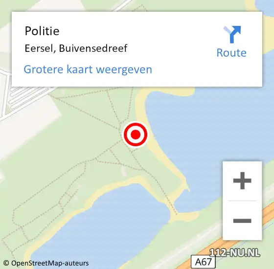 Locatie op kaart van de 112 melding: Politie Eersel, Buivensedreef op 14 juni 2023 19:02