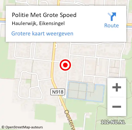 Locatie op kaart van de 112 melding: Politie Met Grote Spoed Naar Haulerwijk, Eikensingel op 14 juni 2023 20:08