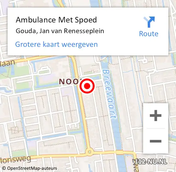 Locatie op kaart van de 112 melding: Ambulance Met Spoed Naar Gouda, Jan van Renesseplein op 14 juni 2023 20:41