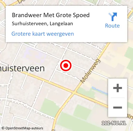 Locatie op kaart van de 112 melding: Brandweer Met Grote Spoed Naar Surhuisterveen, Langelaan op 14 juni 2023 21:24