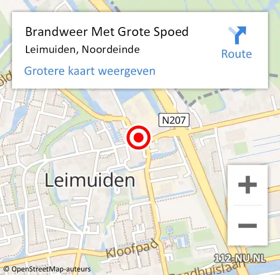 Locatie op kaart van de 112 melding: Brandweer Met Grote Spoed Naar Leimuiden, Noordeinde op 14 juni 2023 21:29