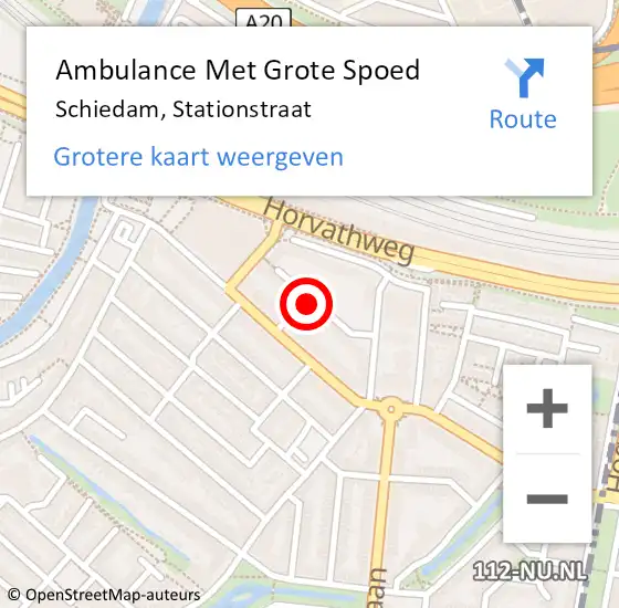 Locatie op kaart van de 112 melding: Ambulance Met Grote Spoed Naar Schiedam, Stationstraat op 14 juni 2023 23:23