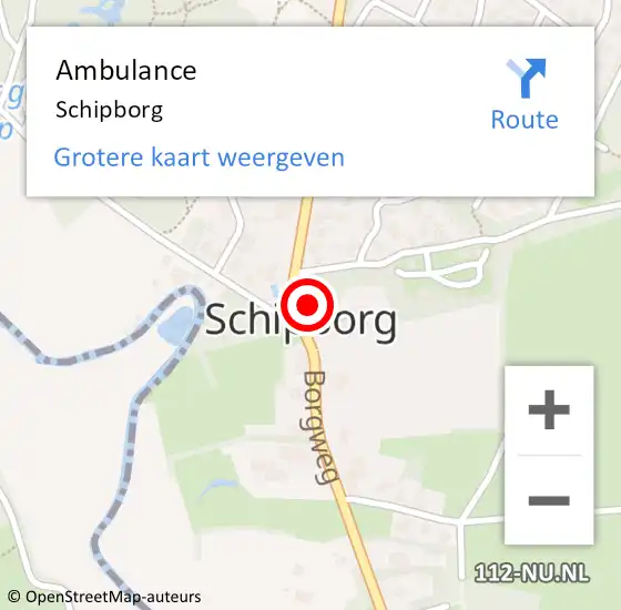 Locatie op kaart van de 112 melding: Ambulance Schipborg op 14 juni 2023 23:30