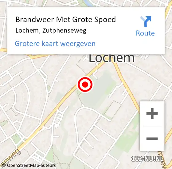 Locatie op kaart van de 112 melding: Brandweer Met Grote Spoed Naar Lochem, Zutphenseweg op 14 juni 2023 23:35