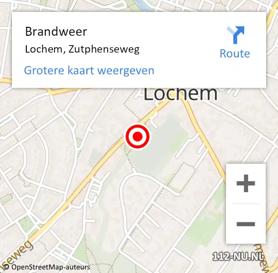Locatie op kaart van de 112 melding: Brandweer Lochem, Zutphenseweg op 15 juni 2023 00:03