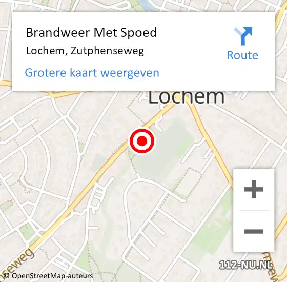Locatie op kaart van de 112 melding: Brandweer Met Spoed Naar Lochem, Zutphenseweg op 15 juni 2023 00:07