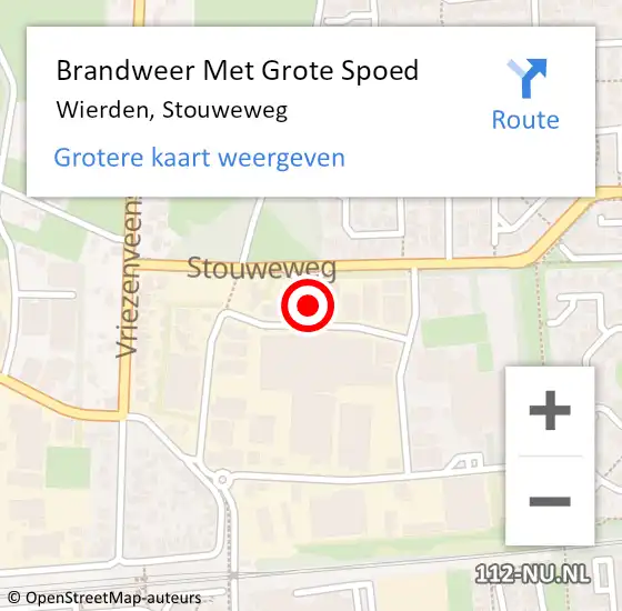 Locatie op kaart van de 112 melding: Brandweer Met Grote Spoed Naar Wierden, Stouweweg op 15 juni 2023 00:40