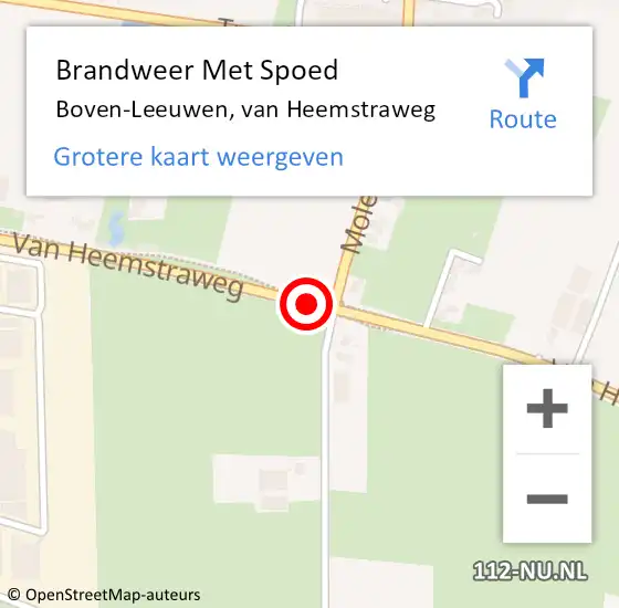 Locatie op kaart van de 112 melding: Brandweer Met Spoed Naar Boven-Leeuwen, van Heemstraweg op 15 juni 2023 03:42