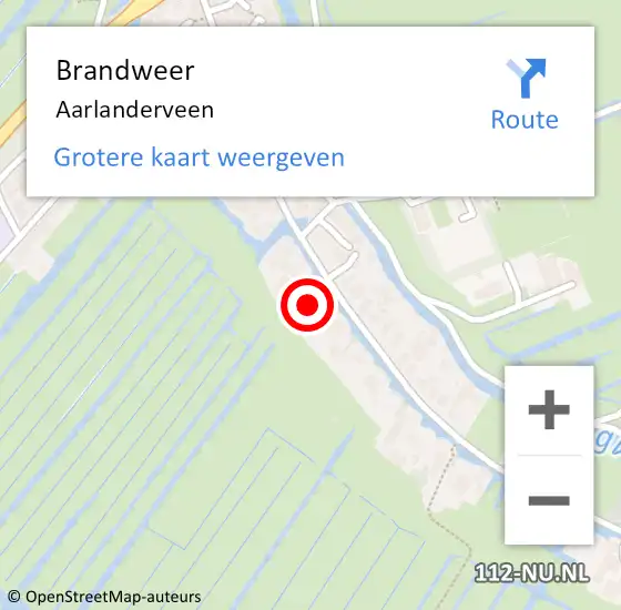 Locatie op kaart van de 112 melding: Brandweer Aarlanderveen op 15 juni 2023 08:19