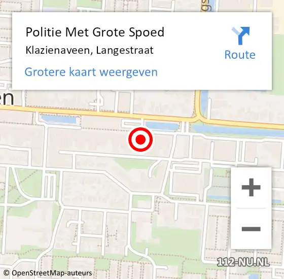 Locatie op kaart van de 112 melding: Politie Met Grote Spoed Naar Klazienaveen, Langestraat op 15 juni 2023 08:35
