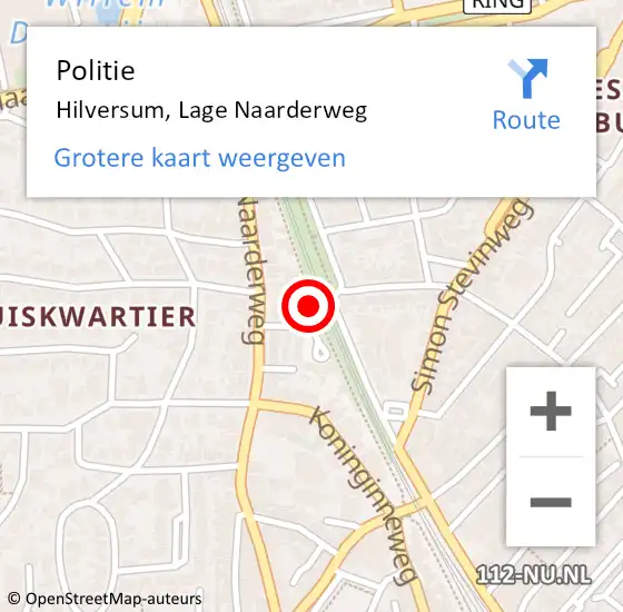 Locatie op kaart van de 112 melding: Politie Hilversum, Lage Naarderweg op 15 juni 2023 09:11