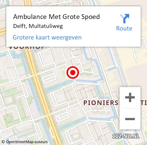 Locatie op kaart van de 112 melding: Ambulance Met Grote Spoed Naar Delft, Multatuliweg op 15 juni 2023 10:11