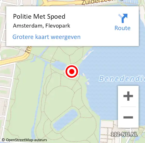 Locatie op kaart van de 112 melding: Politie Met Spoed Naar Amsterdam, Flevopark op 15 juni 2023 14:40