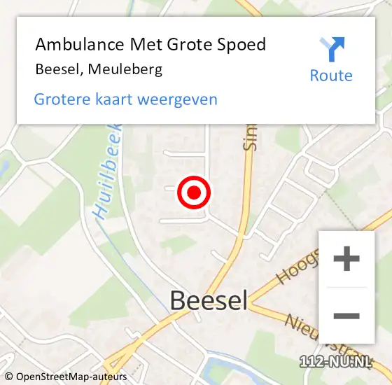 Locatie op kaart van de 112 melding: Ambulance Met Grote Spoed Naar Beesel, Meuleberg op 15 juni 2023 15:34