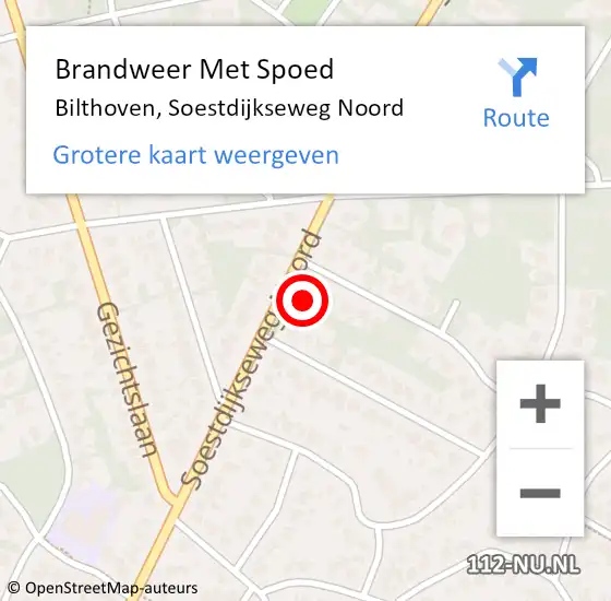 Locatie op kaart van de 112 melding: Brandweer Met Spoed Naar Bilthoven, Soestdijkseweg Noord op 15 juni 2023 17:31