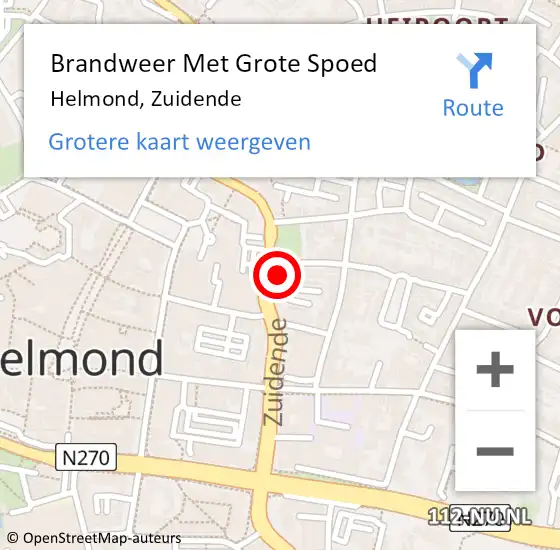 Locatie op kaart van de 112 melding: Brandweer Met Grote Spoed Naar Helmond, Zuidende op 15 juni 2023 18:37