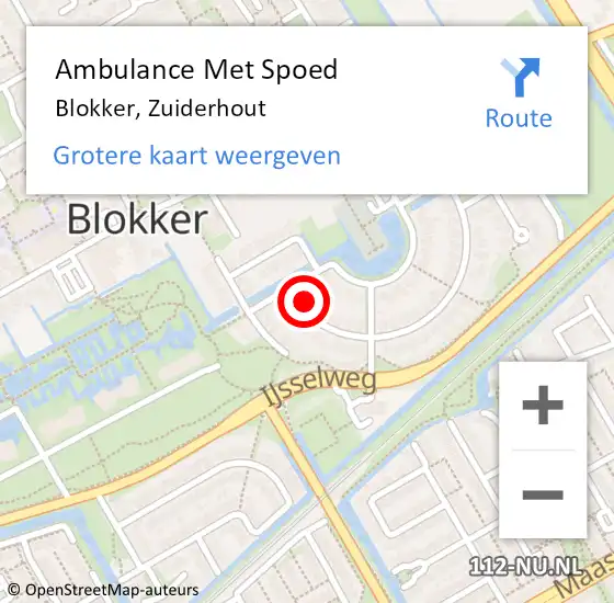 Locatie op kaart van de 112 melding: Ambulance Met Spoed Naar Blokker, Zuiderhout op 15 juni 2023 20:04