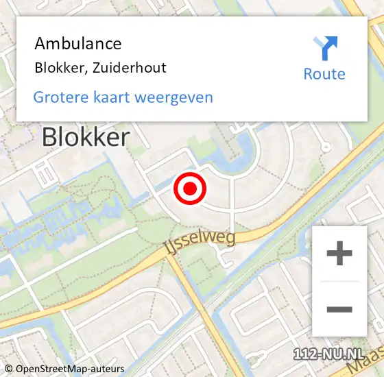 Locatie op kaart van de 112 melding: Ambulance Blokker, Zuiderhout op 15 juni 2023 20:05